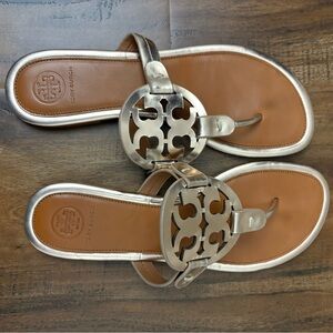 Tory Burch Miller Leather Logo Sandal